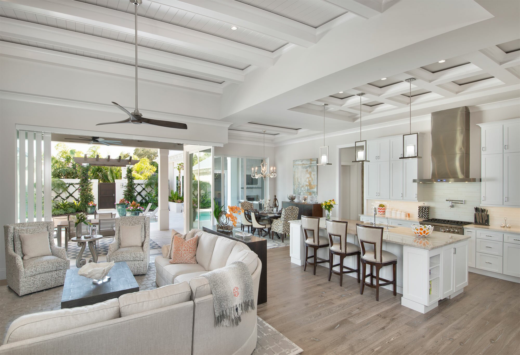 Spacious open-concept living and kitchen area with modern decor.